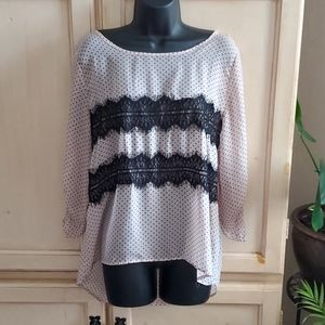 Pink Polkadot Lace Blouse